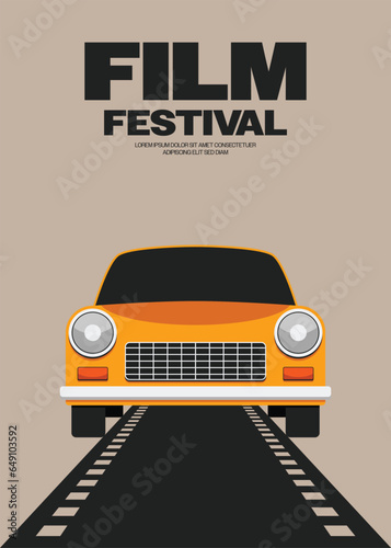 Movie and film festival poster template design background modern vintage retro style