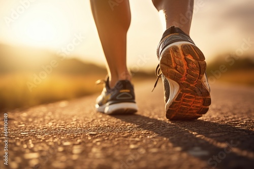 Runner athlete running at sunrise. fitness jogging workout wellness concept.