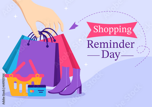 Shopping Reminder Day Vector Illustration on 26 November with Bag and Goods for Poster or Promotion in Flat Cartoon Background Design Templates
