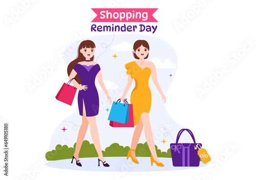 Shopping Reminder Day Vector Illustration on 26 November with Bag and Goods for Poster or Promotion in Flat Cartoon Background Design Templates