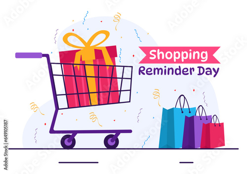 Shopping Reminder Day Vector Illustration on 26 November with Bag and Goods for Poster or Promotion in Flat Cartoon Background Design Templates