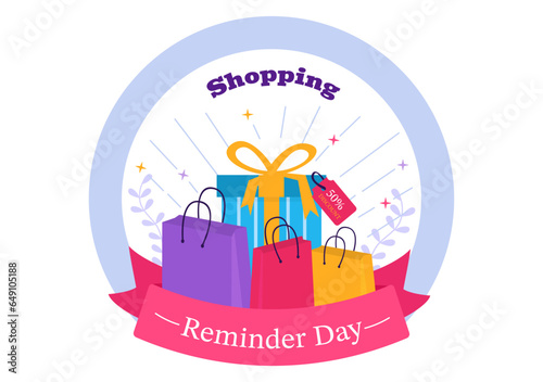 Shopping Reminder Day Vector Illustration on 26 November with Bag and Goods for Poster or Promotion in Flat Cartoon Background Design Templates
