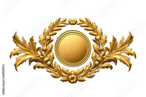 Golden emblem with a floral design, Generative AI photo