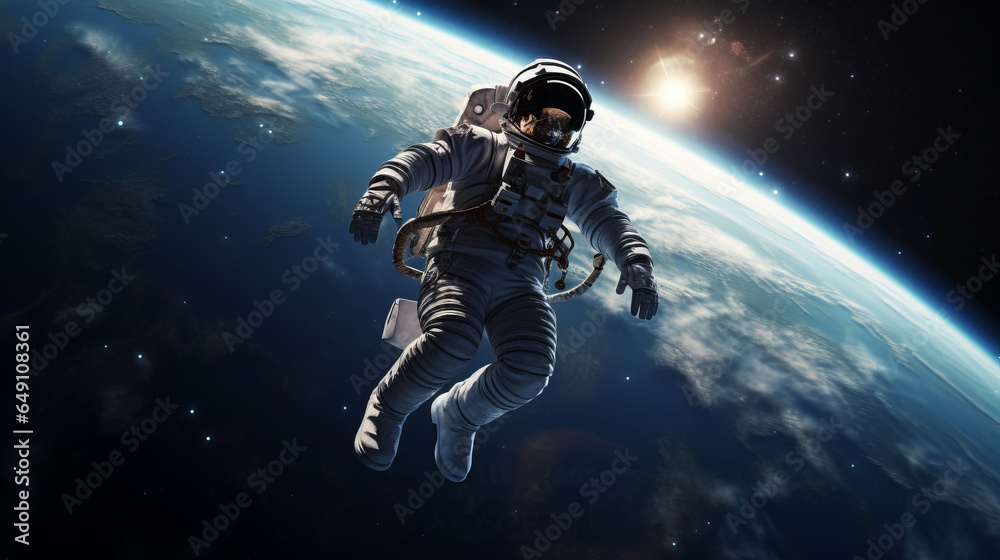 An astronaut in outer space. 