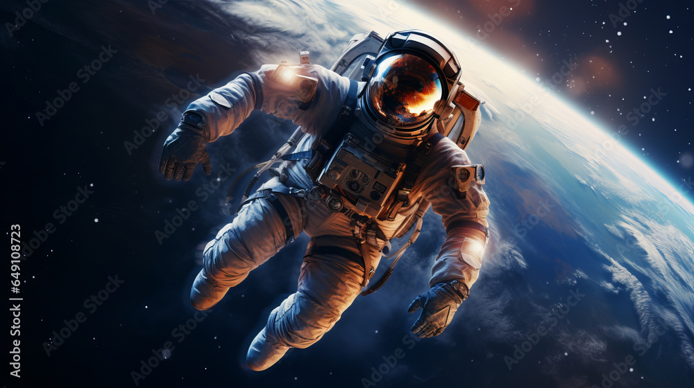 An astronaut in outer space. An astronaut in outer space.