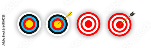 Set of targets for archery. Firing target. Set of targets on a white background. Archery concept or achieving a goal in business. Vector