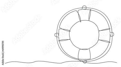 Lifebuoy One line drawing isolated on white background