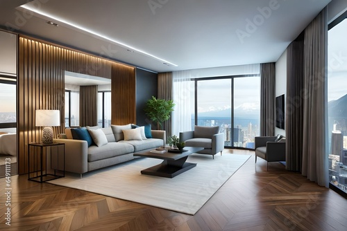 modern living room with fireplace © SyedQumar