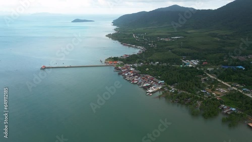 Wallpaper Mural Aerial establish overview of Koh Lanta pier and coastline, cloudy overcast day by ocean Torontodigital.ca