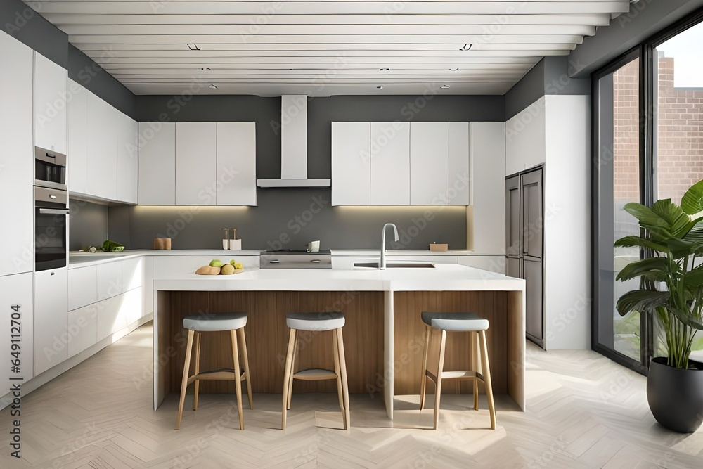 Fototapeta premium modern kitchen interior with kitchen