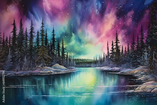 Northern Lights Reflecting on a Calm Lake