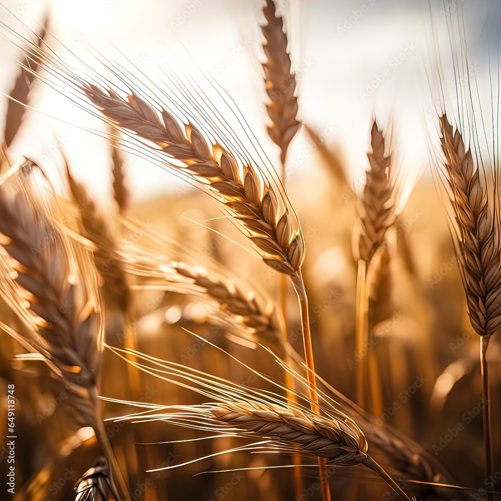 Ripe wheat field, ears of wheat. Isolated. Macro photography. Cinema style Ripe wheat field, ears of wheat. Isolated. Macro photography. Cinema style