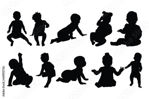 vector collection of protected baby toddler silhouettes