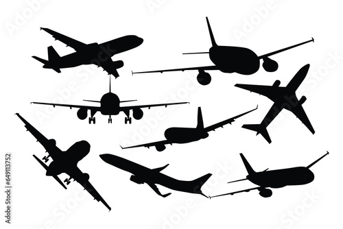 set of airplane logo vector silhouette