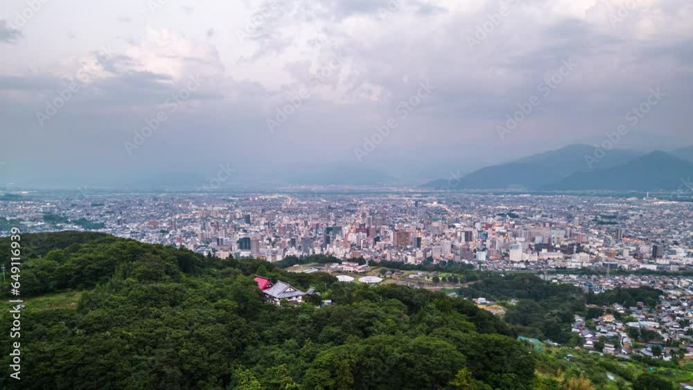 Nagano City, Japan time lapse from dusk from Asahi Mountain Nagano City, Japan time lapse from dusk from Asahi Mountain
