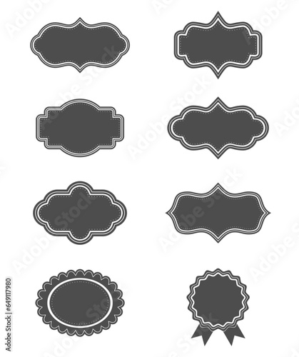 Vector sticker labels set in retro style, logo frame shape illustration