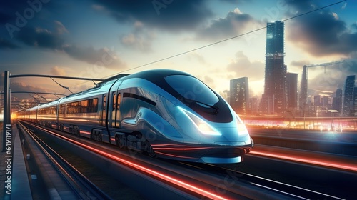 Futuristic High-Speed Rail in Action  Connecting Cities with Speed and Efficiency