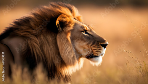 portrait of a lion, close up of a lion with a blurry background, lion in the wild tock images photo