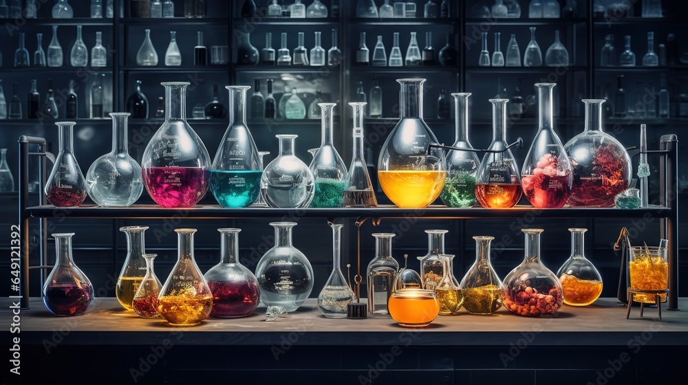 Glassware in a laboratory Glassware in a laboratory