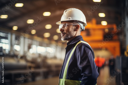 Engineer wearing hardhat at industrial facility