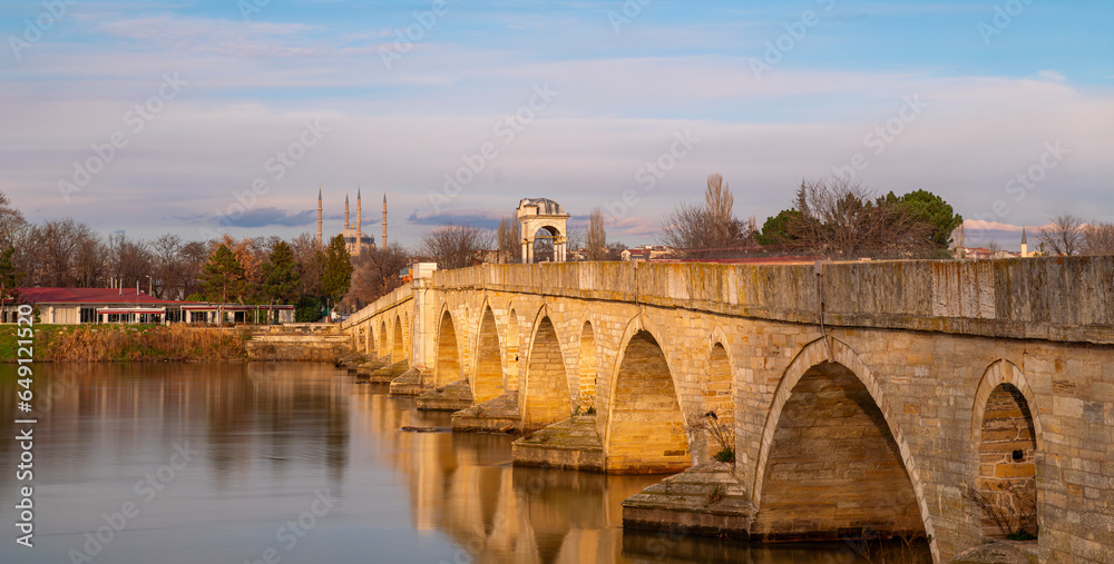 meric bridge and selimiye mosque, Edirne, Turkey