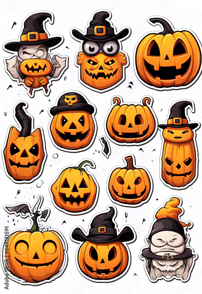 set of halloween icons, generative ai