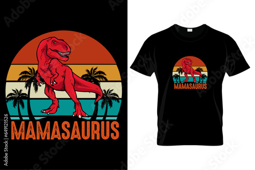 mamasaurus dinosaurs t-shirt flat classical cartoon sketch © JAANI
