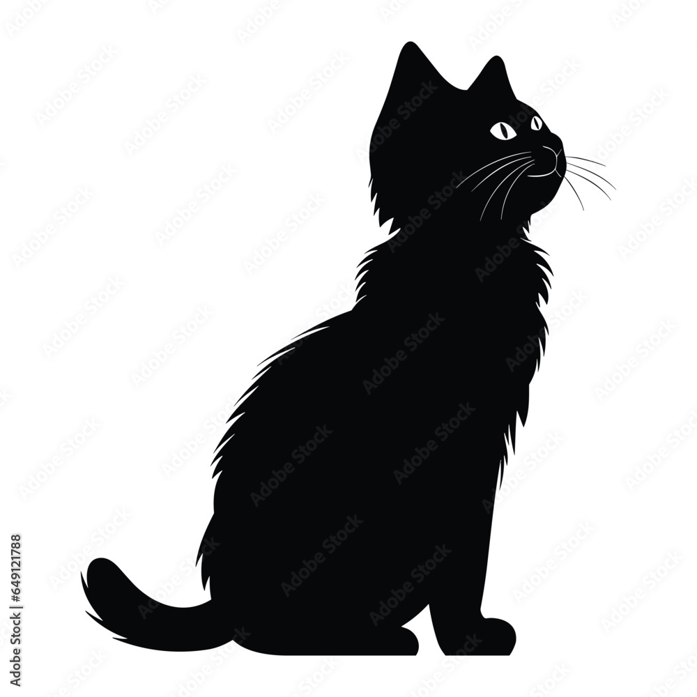 Side view of black cat vector silhouette