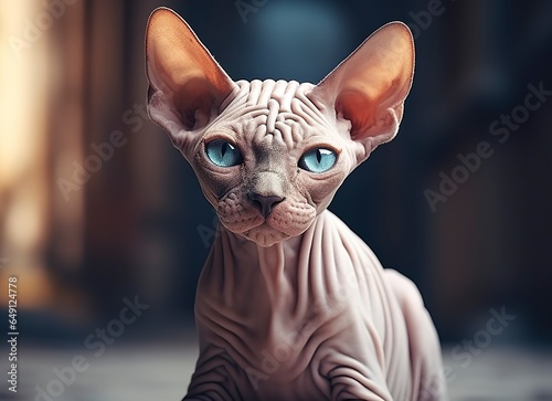 Beautiful photo Sphynx cat concept  contemporary natural and mood social background.