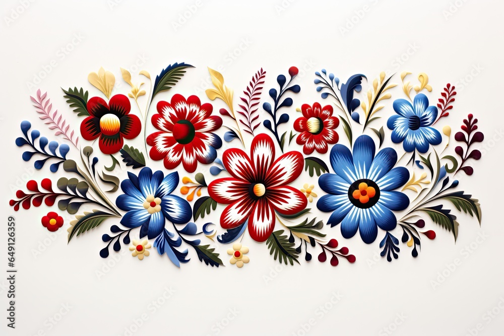 Slovak folk embroidery sticker design - obrazy, fototapety, plakaty 
