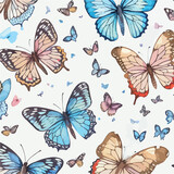 Seamless Pattern of Butterflies. Floral Flight of Butterflies