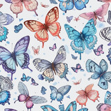 Seamless Pattern of Butterflies. Radiant Winged Patterns