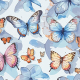 Seamless Pattern of Butterflies. Butterfly Waltz