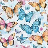 Seamless Pattern of Butterflies. Wings and Petals