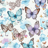 Seamless Pattern of Butterflies. Butterfly Fantasyland