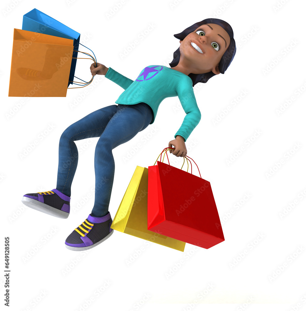 Fun 3D cartoon asian teenage girl