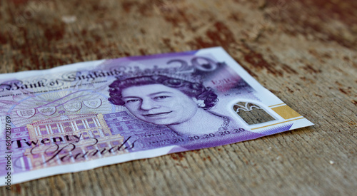 Twenty pounds close up. The national currency of Great Britain photo