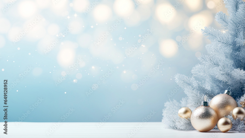 Christmas background with christmas baubles, gifts decoration - Xmas theme