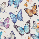 Seamless Pattern of Butterflies. Butterfly Blissful Blooms
