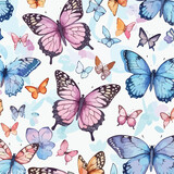 Seamless Pattern of Butterflies. Floral Flutterby Parade