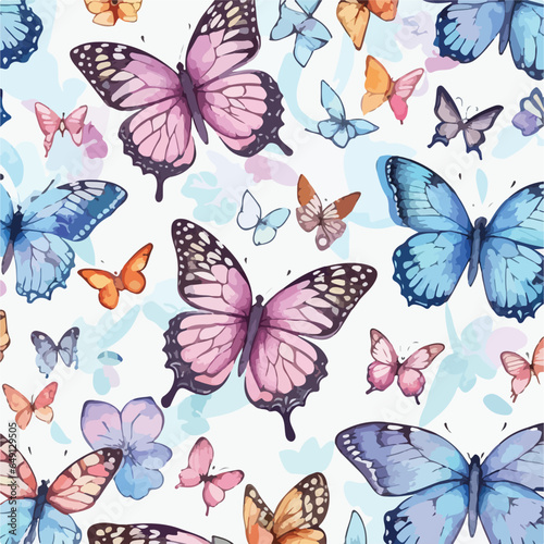 Seamless Pattern of Butterflies. Floral Flutterby Parade © jmgdigital