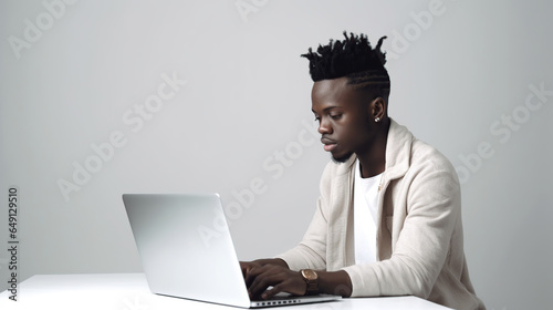 african american man working on laptop