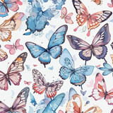 Seamless Pattern of Butterflies. Infinite Butterfly Flight