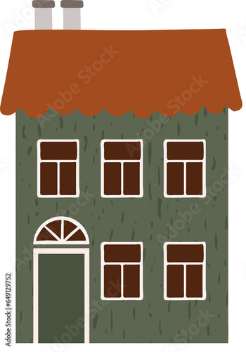Christmas festive house building textured element clipart isolated