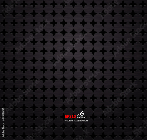 Dark black geometric grid background .Modern dark abstract vector texture.Perforated sheet metal.