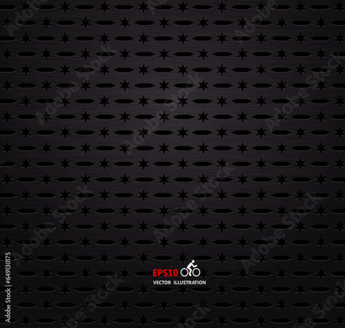 Dark black geometric grid background .Modern dark abstract vector texture.Perforated sheet metal.
