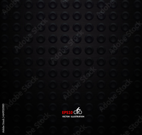 Dark black geometric grid background .Modern dark abstract vector texture.Perforated sheet metal.