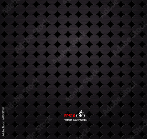 Dark black geometric grid background .Modern dark abstract vector texture.Perforated sheet metal.