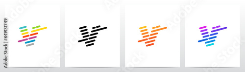 Lines Diagonal Stripes Letter Logo Design V