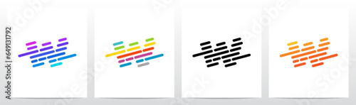 Lines Diagonal Stripes Letter Logo Design W